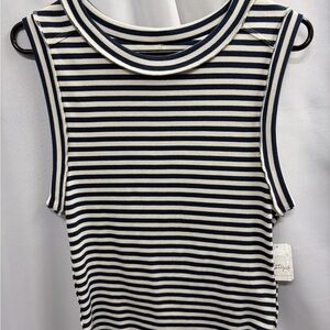 We The Free Navy and White Striped Tank Top Size Large NWT